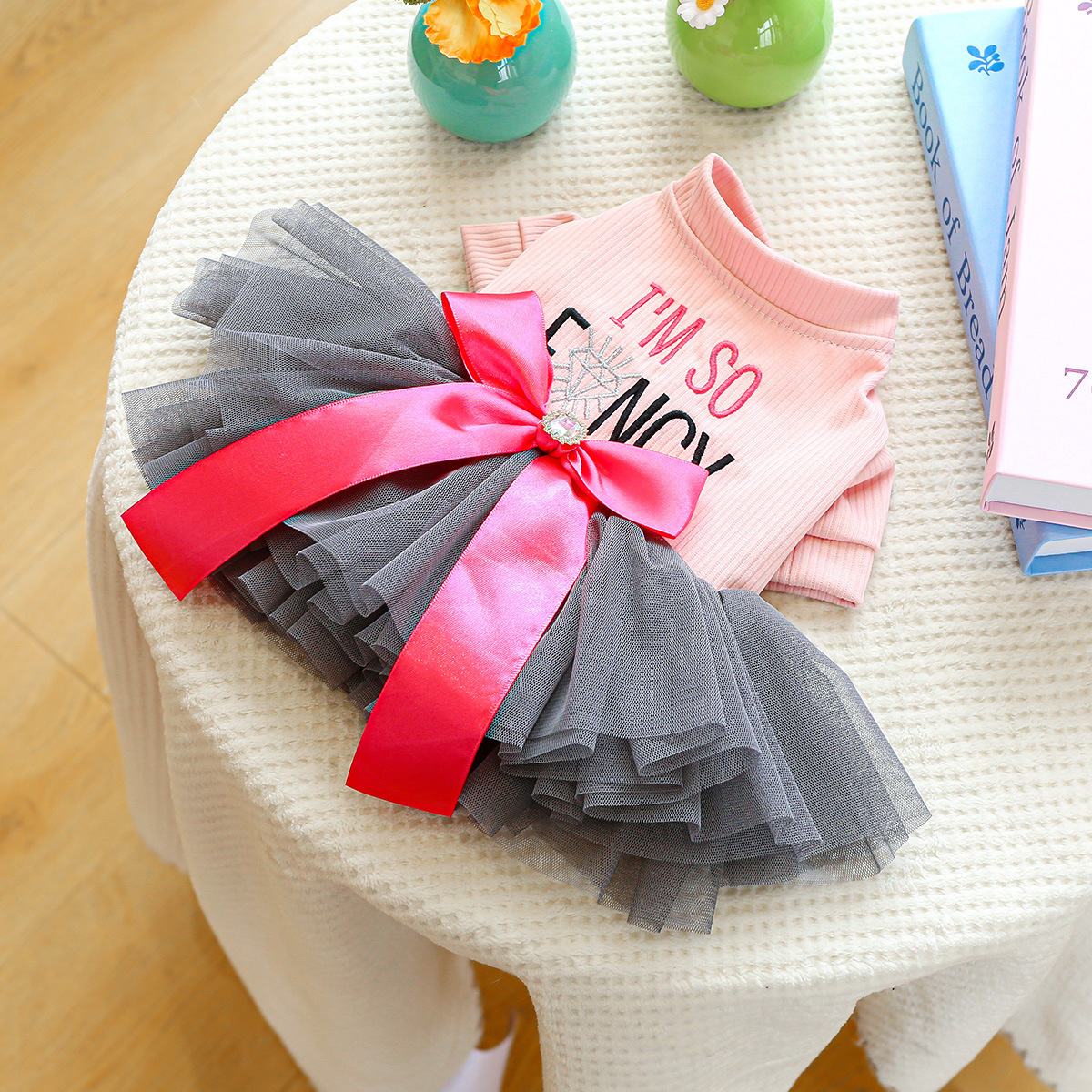 Elegant  Pet Wedding Costume Dog Tulle Tutu Dress with Sequin Bodice